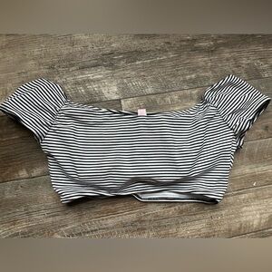 Victoria’s Secret Striped Black White Swim Crop Top S